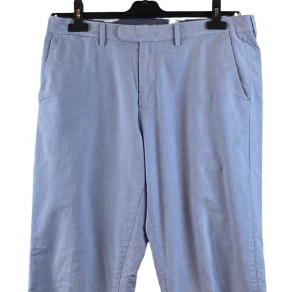 J. Crew Pants Men’s 34X34 Flat Front Blue Cotton BOWERY Chino Trouser - Picture 2 of 8